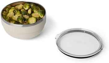 YETI Rambler Bowl, Vacuum Insulated, Stackable and Nestable Stainless Steel Bowl with Lid, 2 Quart, Cape Taupe