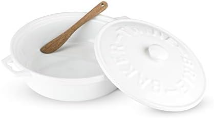 Twine Ceramic Brie Baker with Acacia Wood Spreader, Brie Baking Dish