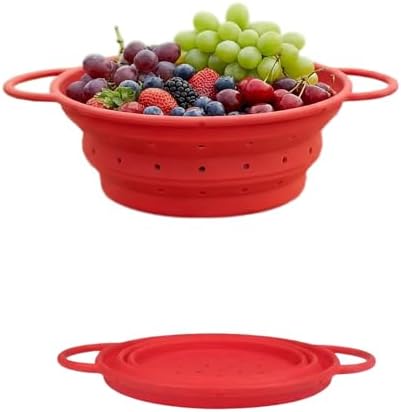 Collapsible Silicone Colander with Handles, Round Strainer with