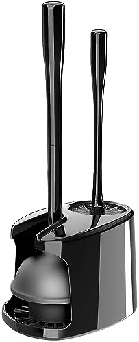 MR.SIGA Toilet Plunger and Brush with Holder, Black