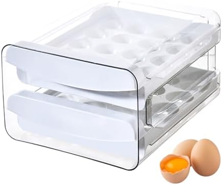 Egg Holder 40 Grids Egg Storage Drawer Container for Fridge Clear