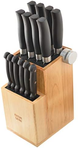 Bamboo Universal Knife Block with 2 Built-In Sharpeners
