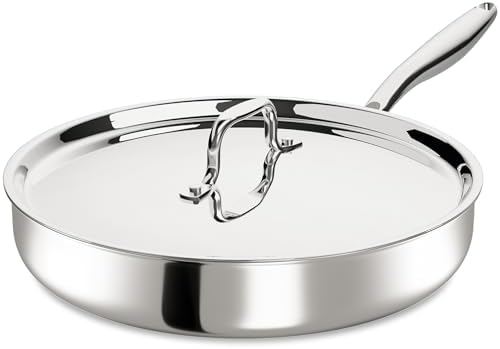 12 Inch Tri-Ply Stainless Steel Frying Pan, Frying Pan with Lid