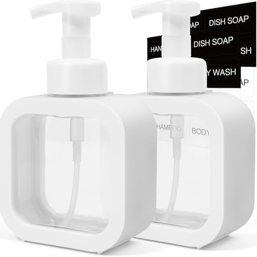 Foaming Soap Dispenser, 2 Pack 300ml (10oz) Plastic Refillable Foaming