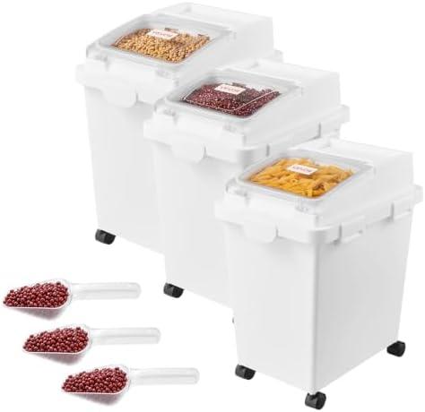 VEVOR Rice Storage Containers, 3 Pack, 33 lbs