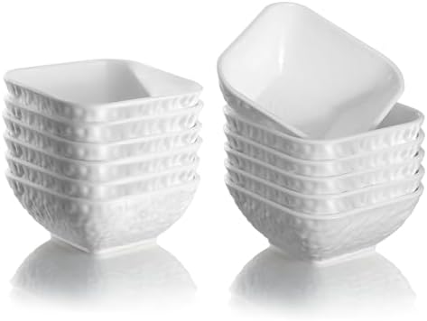 Kyraton Dip Bowls Set 12pcs 6oz, White Plastic Dipping Bowls Soy Sauce