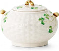 Belleek Classic Shamrock Sugar Bowl | 4in Parian China | Made in