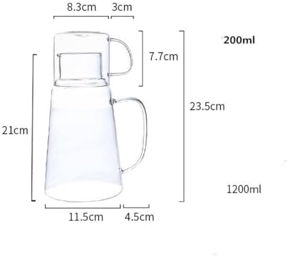 Drinking 1200ml Glass Water Jug With Cup Lid Carafe Handle