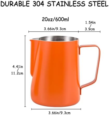 600ml(20oz) Milk Frothing Pitcher, Stainless Steel Milk Steamer Cup