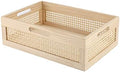 YRMT Wooden Baskets Shallow Wood Storage Basket Crate with Handles