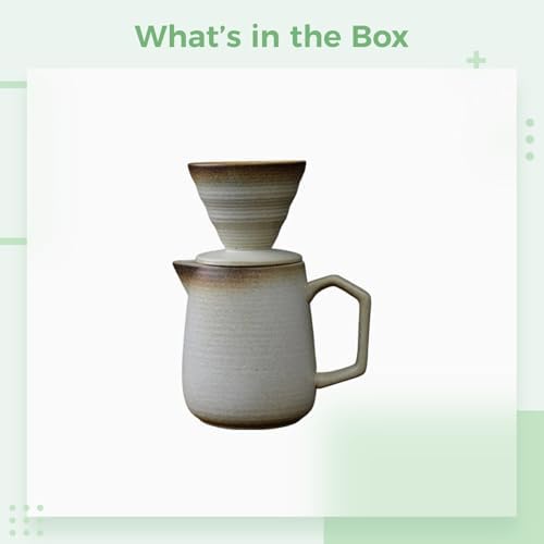 Beige Ceramic Pour Over Coffee Pot Set, 20 fl oz / 620 mL