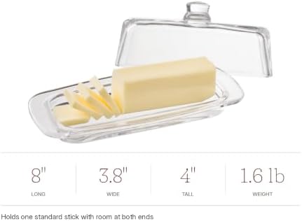 Royalty Art Glass Butter Dish with Lid, Covered Butter Keeper, Clear