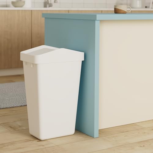 Rubbermaid Swing Top Waste Container, 12.2 Gallon, White