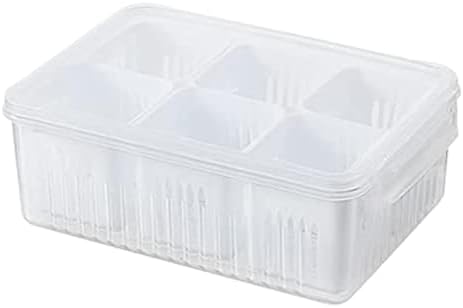 6-in-1 Kitchen Scallion Storage Box, 6 Grids Draining Crisper Portable