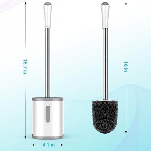Toilet Brush and Holder Set, 2 Pack, White & Gray