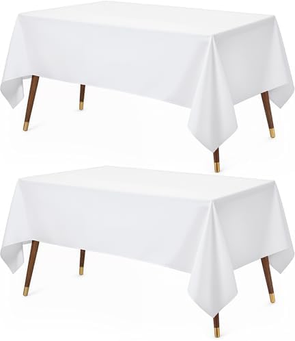 Utopia Kitchen Rectangle Table Cloth 2 Pack [60x102 Inches, White]