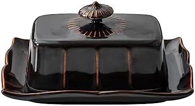 WAIT FLY Vintage Ceramic Butter Dish with Lid for Kitchen Countertop