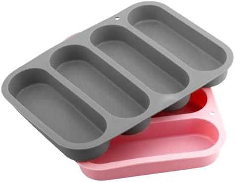 4 Pack 6 Inch Hot Dog Bun Pan, Silicone Hotdog Bun Mold, Roll Baking