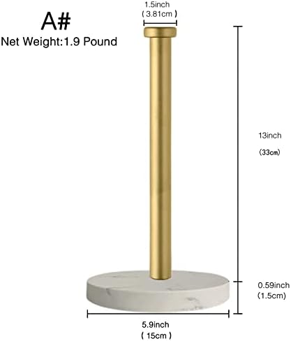 Countertop Paper Towel Holder, Weighted Marble Base, Gold