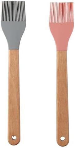 2Pcs Silicone Heat Basting Brush,Oil Brush with Wooden