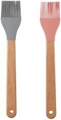 2Pcs Silicone Heat Basting Brush,Oil Brush with Wooden