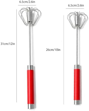 Stainless Steel Semi-Automatic Egg Whisk Set, 2PCS Hand Push Rotary
