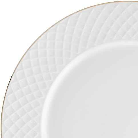 Mikasa Trellis Gold Rim Bone China Lightweight Chip Resistant 12 Piece Dinnerware Set, Service for 4
