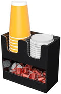 Beego 3-Compartment Cup Holder for Countertop - 2-Tier Black Acrylic