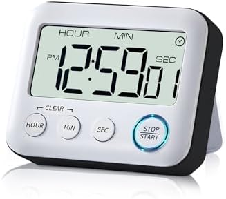 Digital Kitchen Timer Alarm Clock, Large LCD Display, Black