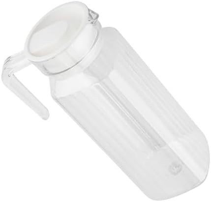 Acrylic Beverage Pitcher Transparent Striped Design with Lid for Cold