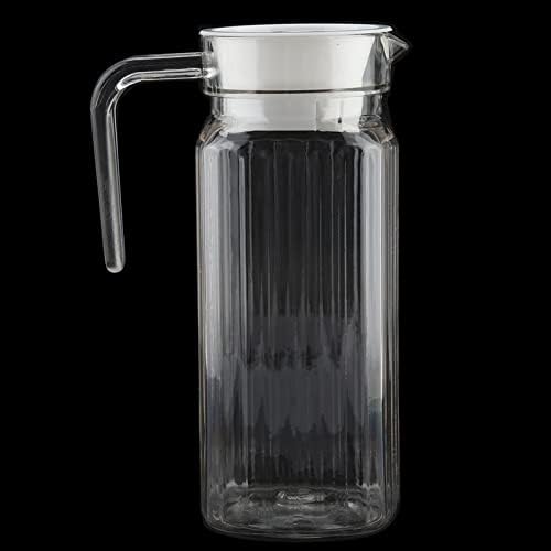 Yctze Acrylic Water Pitcher 800ml Clear Striped Jug with Lid
