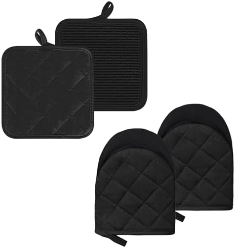 Oven Mitt and Pot Holder Set, Pack of 4, Silicone