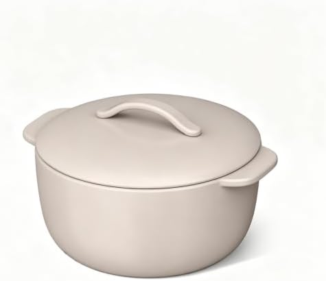 1 Qt Covered Stoneware Casserole Dish with Lid, Porcini Taupe, 4 Cup