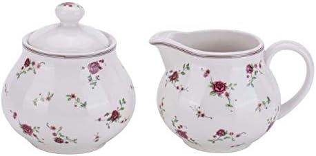Cream & Sugar Sets with Lids Porcelain Vintage Floral Sugar Bowl and