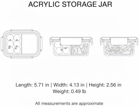 Clear Acrylic Storage Jar with Divider, Square Compartment Container
