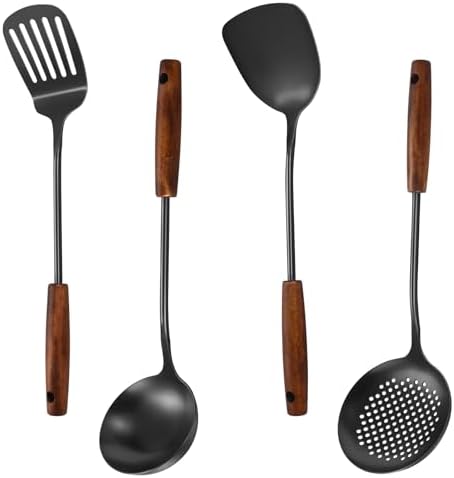 304 Stainless Steel Kitchen Utensils Set, 4 Pcs, Black