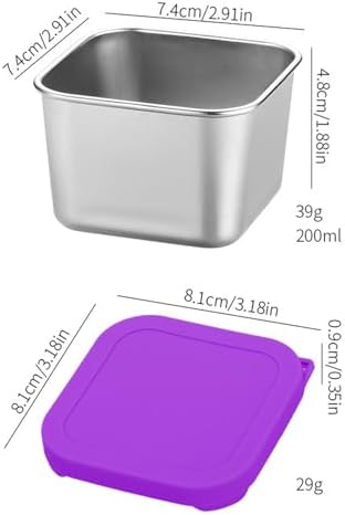 6oz Reusable Stainless Steel Snack Containers, 6Pack Metal Food
