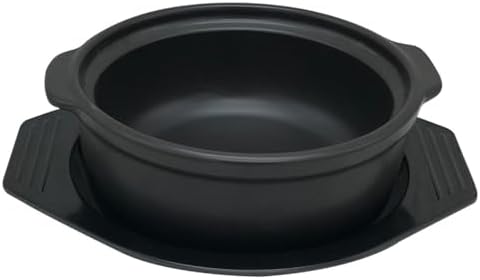 Black Stoneware Casserole Clay Pot With Lid And Tray For Soup, Bakeand