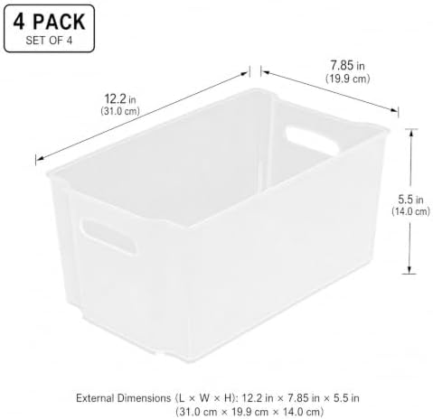 Plastic Pantry Organization and Food Storage Bin, 4 Pack
