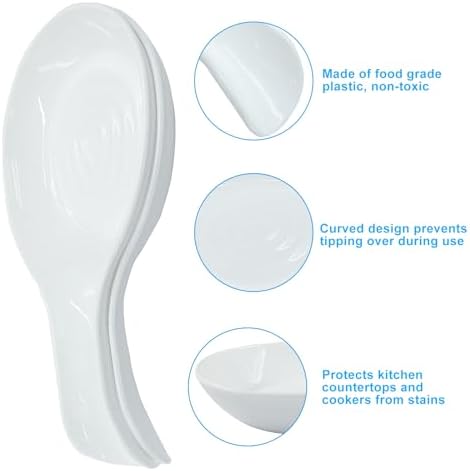 White Plastic Spoon Rest Set, 4Pcs