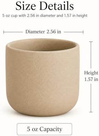 Ceramic Espresso Cups Set of 4, 5 oz Natural Beige Cortado Cups