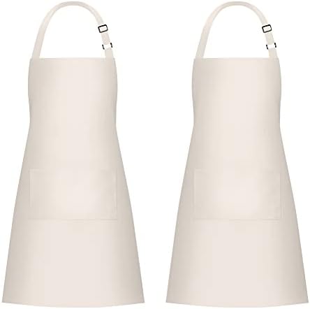 Jubatus 2 Pack 100% Cotton Aprons with 2 Pockets Cooking Chef Kitchen
