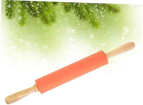 10 Inch Silicone Dough Roller Pin with Wood Handles for Baking