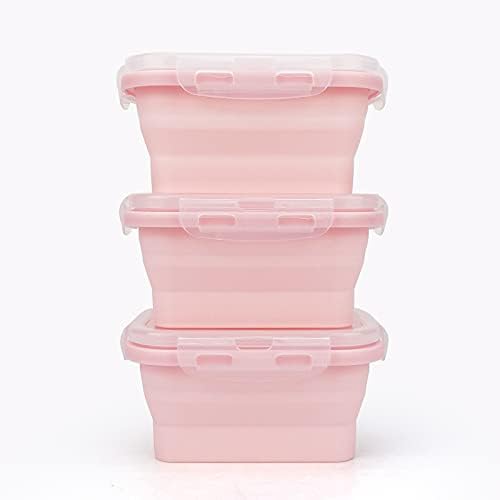 CCyanzi 3piece Collapsible Food Storage Containers with Lids, Silicone