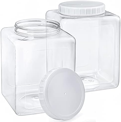 Elsjoy 2 Pack 1.3 Gallon Clear Plastic Kitchen Food Storage Jars with