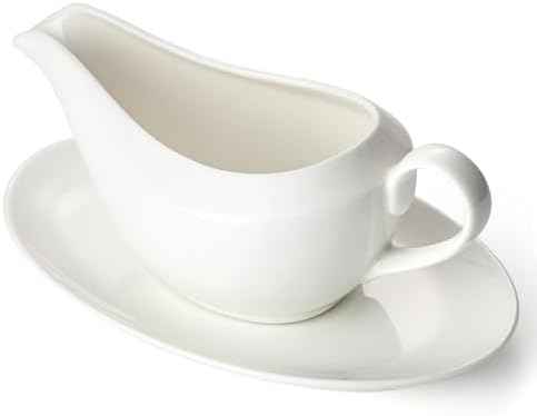 Gravy Boat with Saucer, 14oz Ceramic Gravy Bowl
