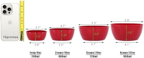 4-Piece Classic Plastic Bowls with Lids, 8/16/24/32oz Nesting Plastic
