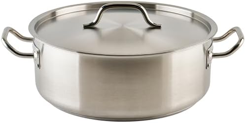 Winco 15 qt Stainless Steel Brazier Pan with Lid