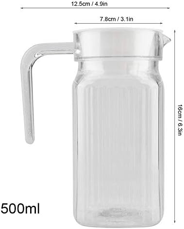 Fdit Acrylic Transparent Bottle Striped Water Ice Cold Jug with Lid