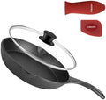 8 Inch Cast Iron Skillet with Glass Lid, Pre-Seasoned Frying Pan